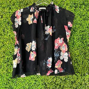 Ulla Johnson Flutter Sleeve Slik Floral Blouse
